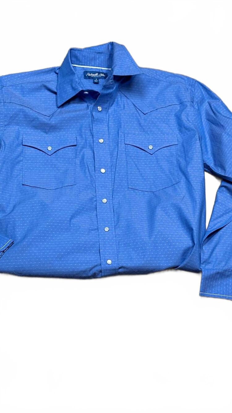 NEW PANHANDLE men's rough stock for him western shirt in blue